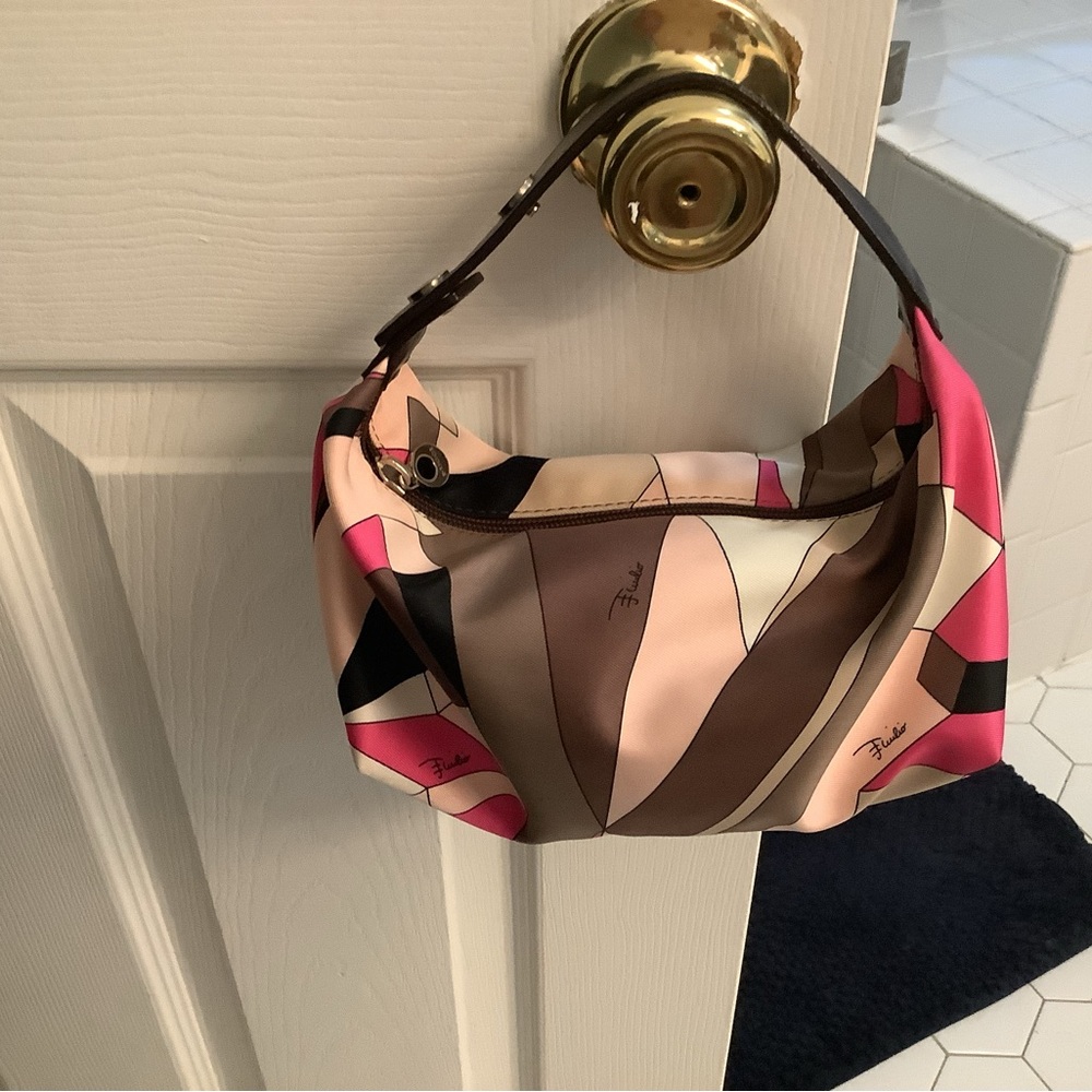 Emilio Pucci Pink and Brown wristlet with Bold Design